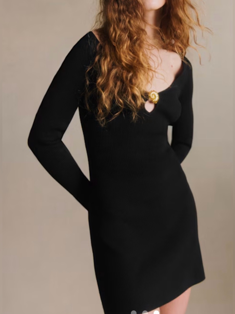 NWT Sezane Floraline Long Sleeve Mini Dress Black Size Large